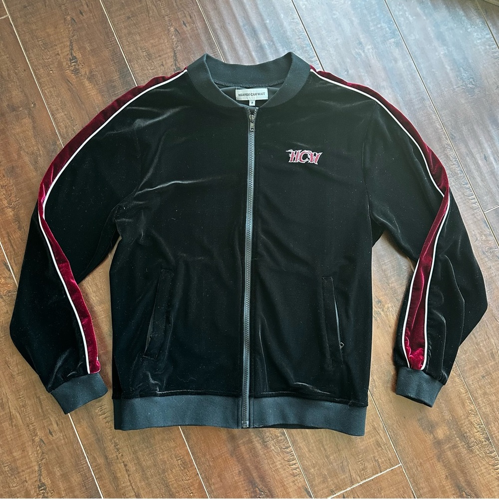 HEAVEN CAN WAIT Velour Track Jacket Sz SMALL